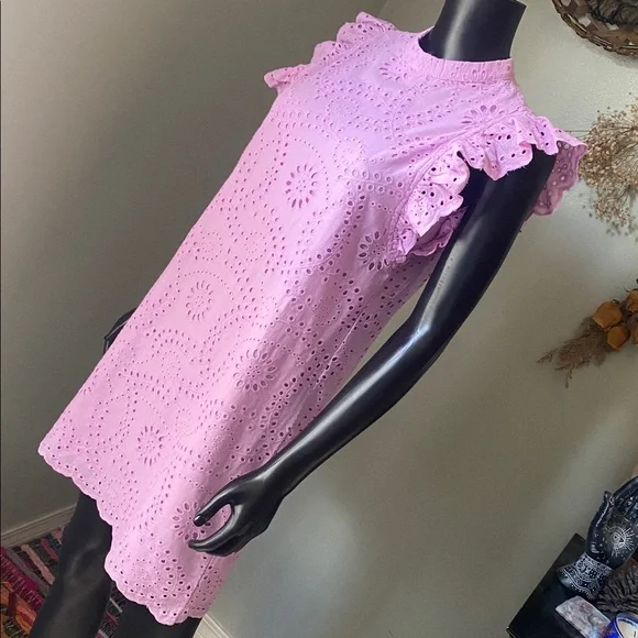 TCEC Lavender Pink Hue Eyelet Dress with Ruffled Sleeves - Picture 5 of 14
